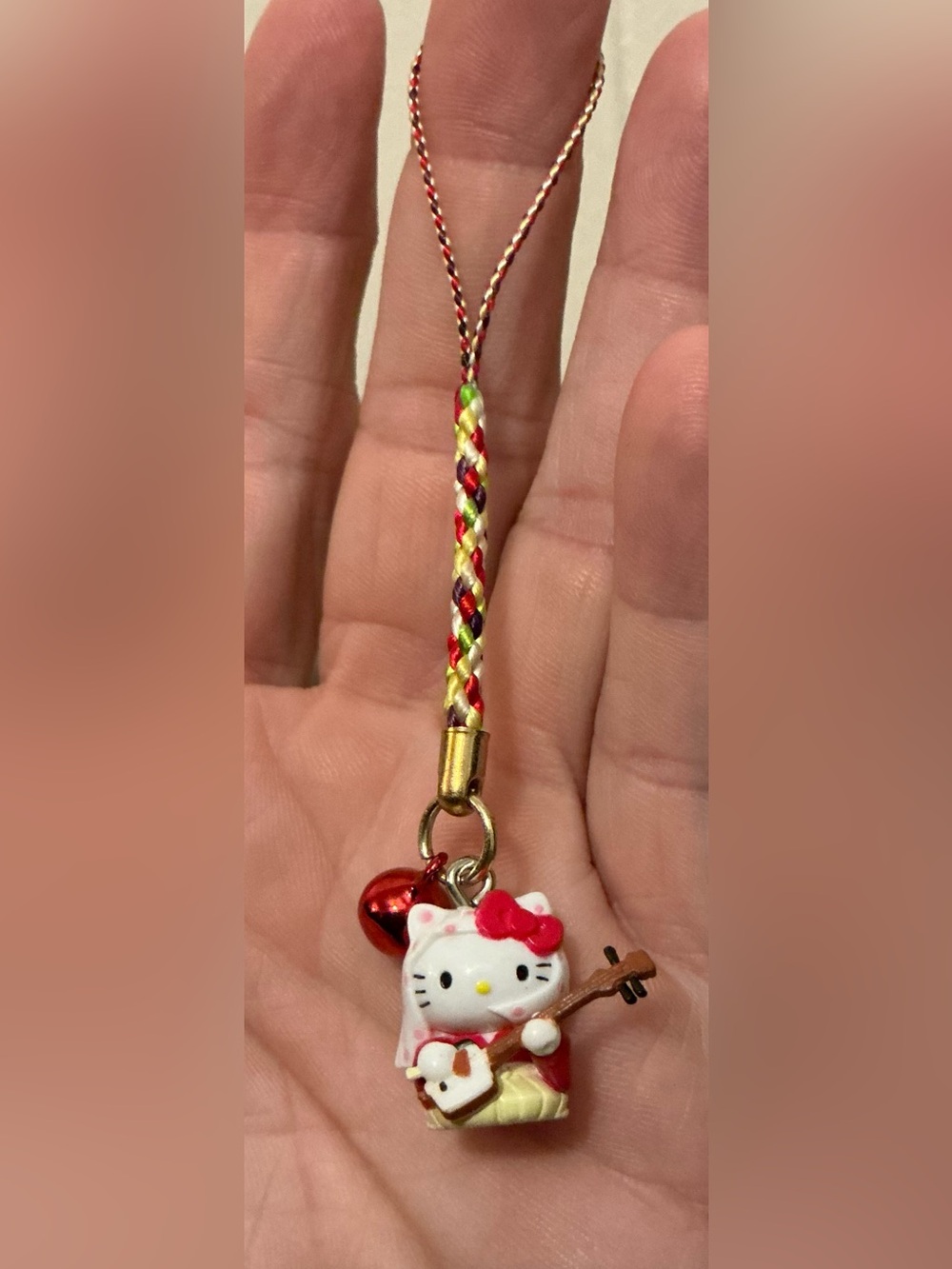 Vintage 2003 Sanrio Hello Kitty Tsugaru Shamisen Gotochi Cell phone strap Charm